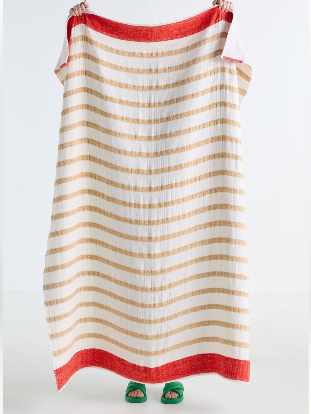 Anthropologie Sailor Cotton Printed Stripe Throw Blanket